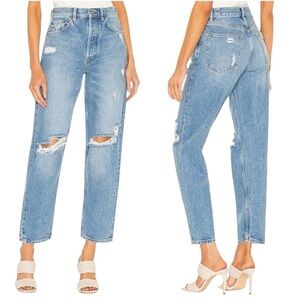 Boyish The Toby High Rise Relaxed Tapered Distressed Jeans 27